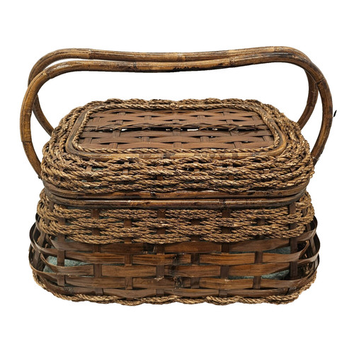 Vtg picnic basket wooden - picnic,