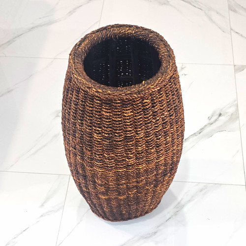 Brown wicker basket black - wicker,