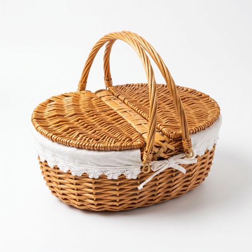 Picnic wicker basket with - wicker, &