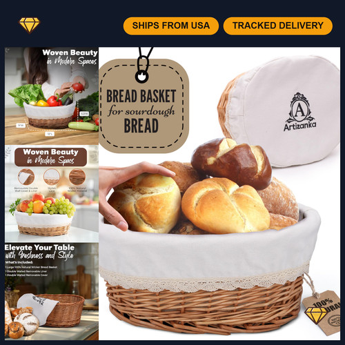 Handmade wicker bread basket - handmade,