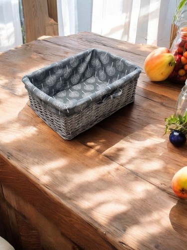 Shallow wicker storage baskets - storage,