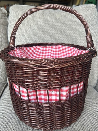 Vintage woven picnic basket - vintage,