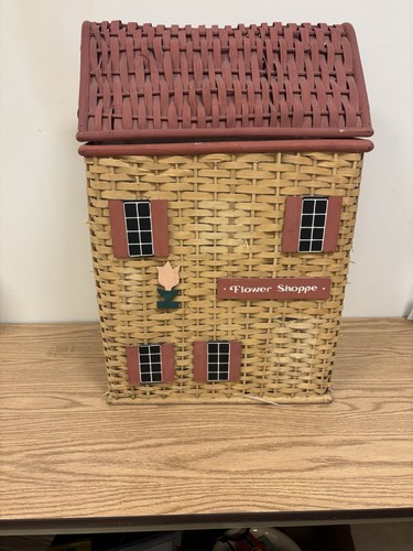 Vtg wicker house basket hamper - wicker,