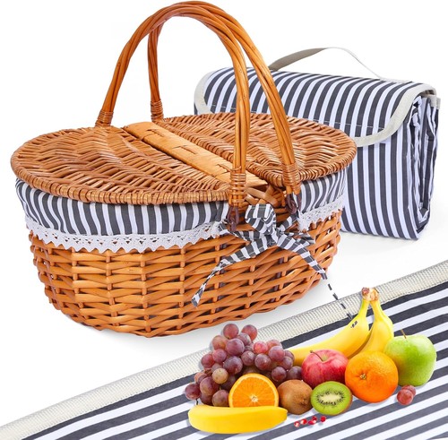 Wicker picnic basket with - basket,