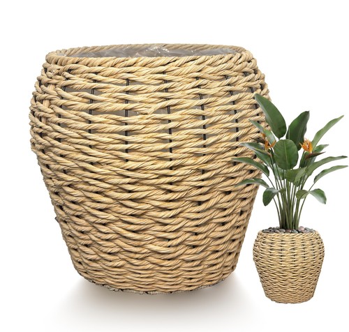 Large handwoven wicker planter - handwoven,