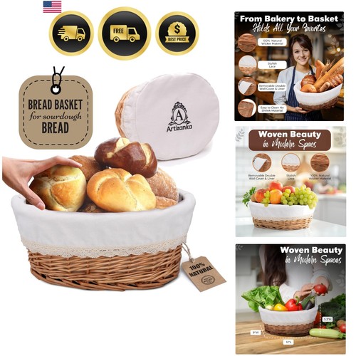 Large wicker bread basket with - wicker,