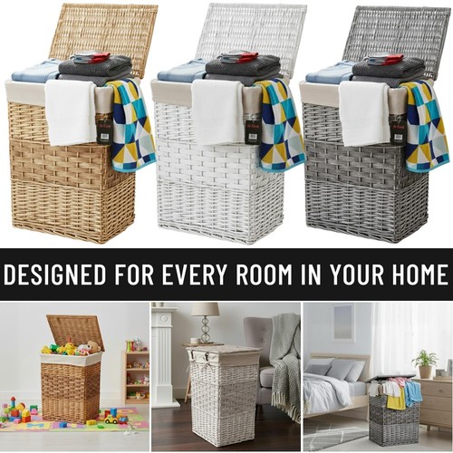 Wicker laundry basket with - laundry,