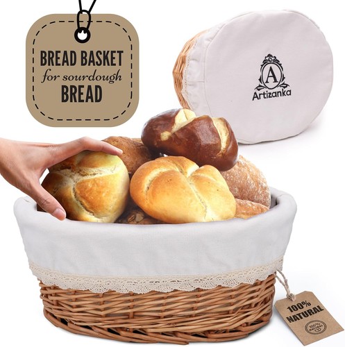 Large wicker bread basket with - large,