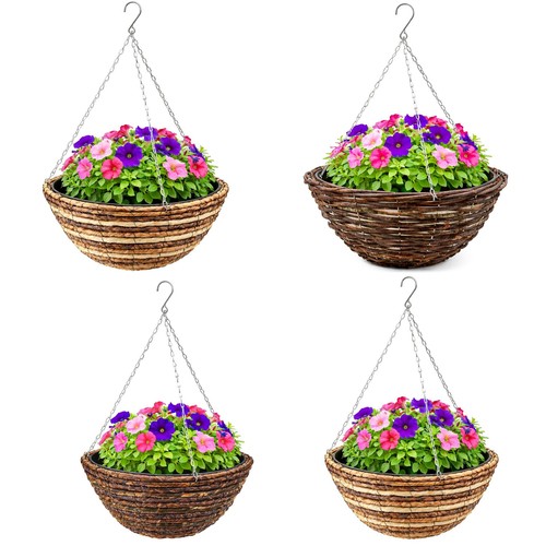 Hanging basket with liner and - with,