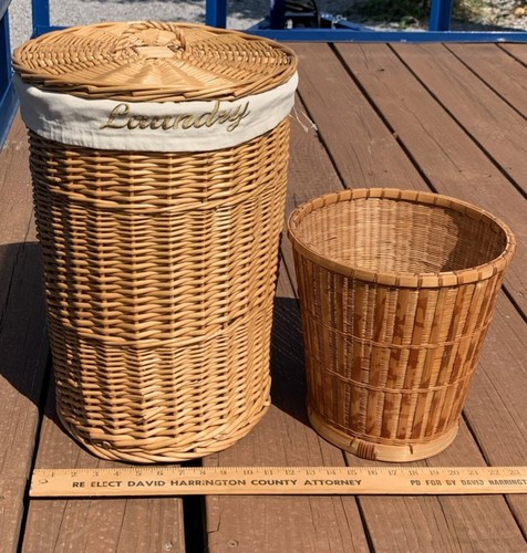 Vtg tall round wicker - tall,